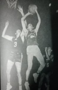 Captain Caloy Loyzaga(3) and RP teammate Ed Ocampo (16) gang up on an Indonesian player during the 1962 Asian Games in Jakarta. [Henry Liao photo]