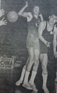 Fernandez dishes off a pass to a teammate during an PH-China tussle in the 1974 Tehan Asian Games. The Filipinos beat the Chinese in a quarterfinal game but fell to fourth place overall after being shellacked by eventual titlist Israel for a second time during the knockout semifinals and losing to China in a rematch in the bronze-medal game.