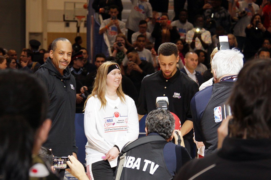 The Curry's - Dell Curry and Stephen Curry at NBA All-Star Weekend Center Court 2016 [photo credit: lam_chihang | WIkimedia Commons]