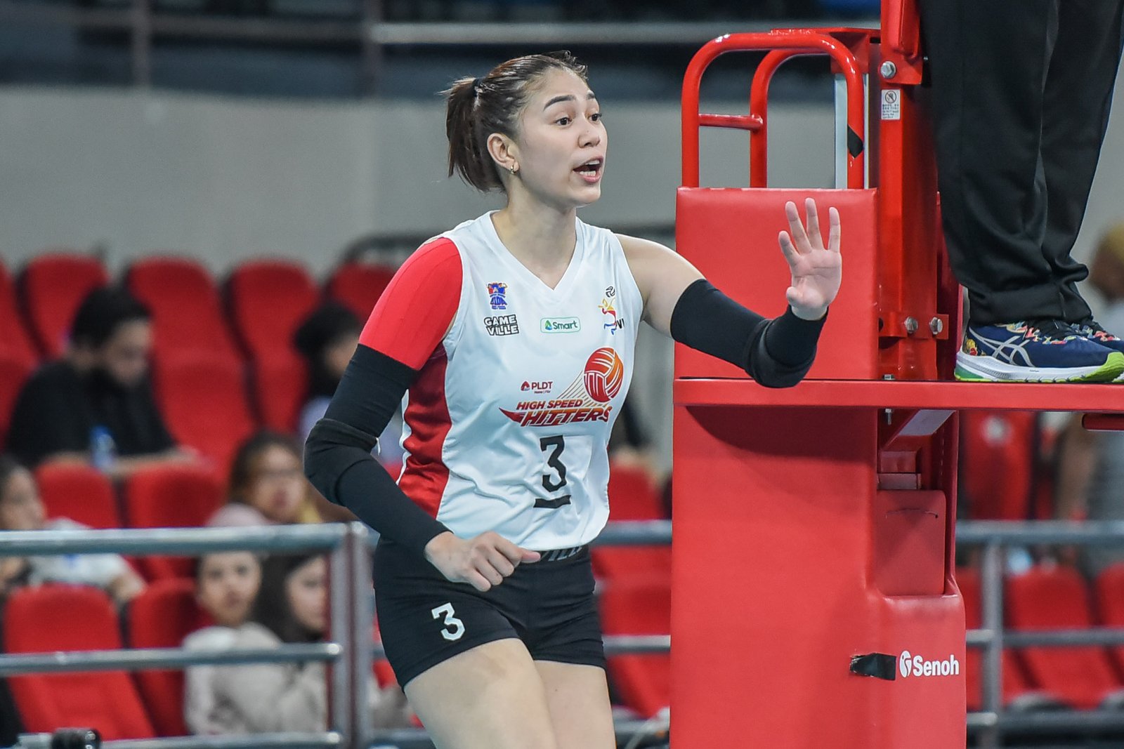 Mika Reyes of the PLDT High Speed Hitters will be out for several months after undergoing sugery for her shoulder [photo credit: PVL Images]