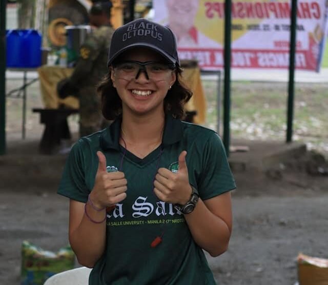 One of the Cruz twins in the Target Shooting championships that secures medal for the DLSU-Taft. 