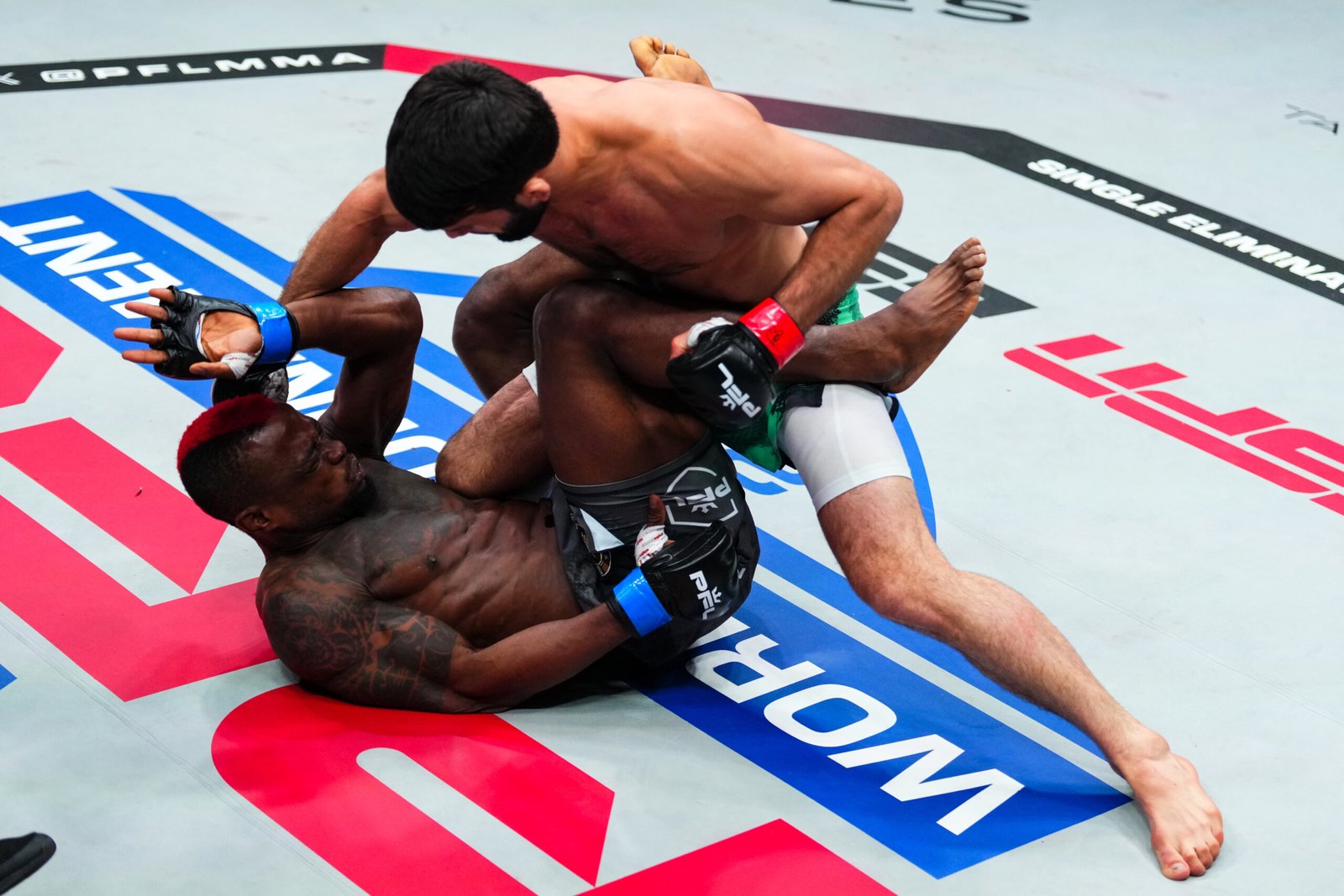 Gadzhi Rabadanov lands the knockout blow just 32 seconds into his bout with Marc Diakiese. [PFL photo]
