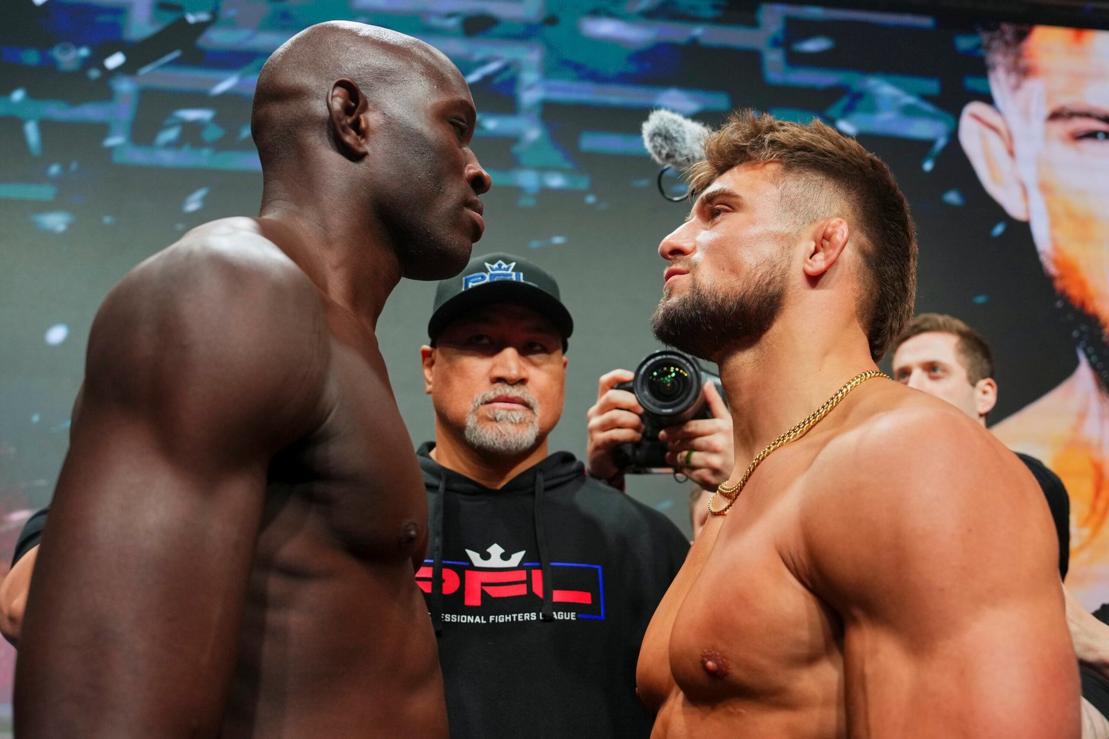 Gadzhi Rabadanov and Marc Diakiese both make weight ahead of their pivotal lightweight clash. [PFL photo]