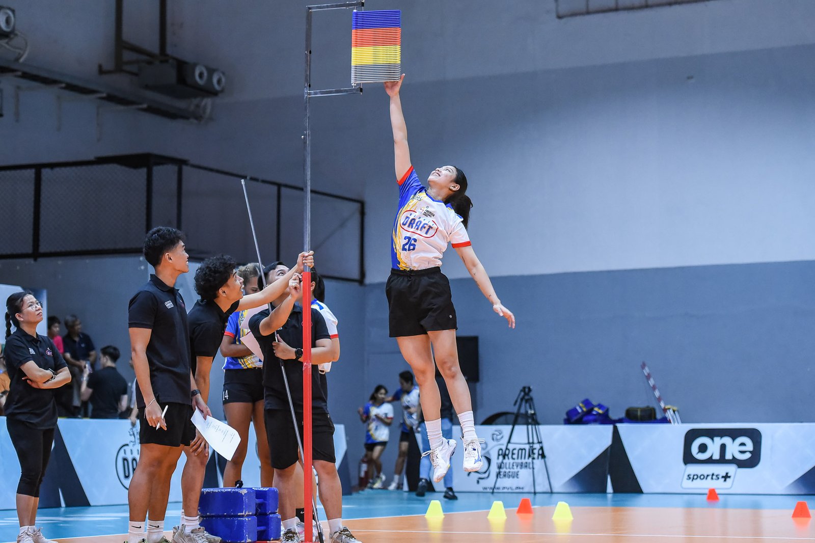 Rookie hopefuls undergo vertical and agility tests on Day 1 of the PVL Combine. [PVL Images]