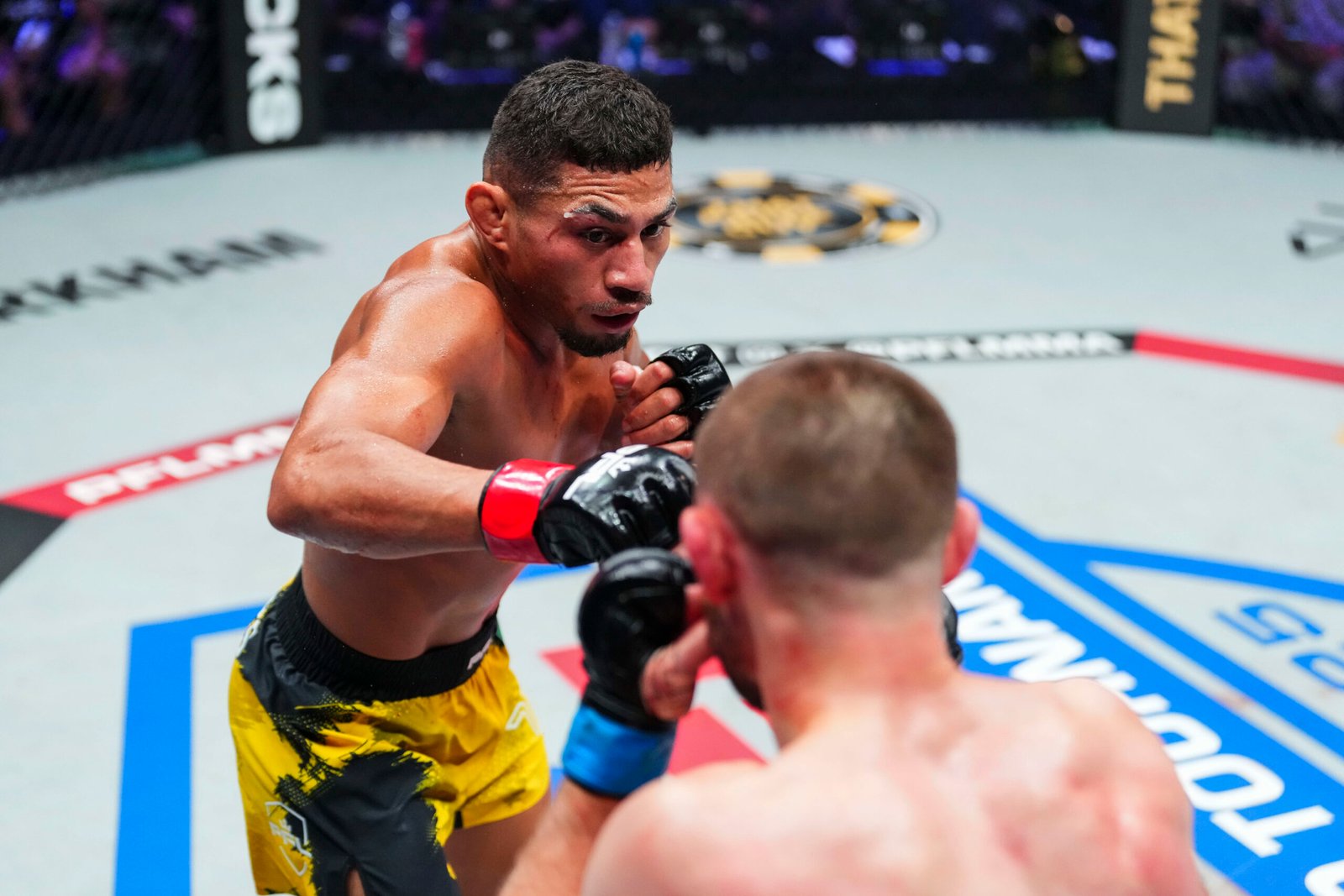 Marcirley Alves overwhelms Jake Hadley to advance to the PFL World Tournament Finals. [PFL photo]
