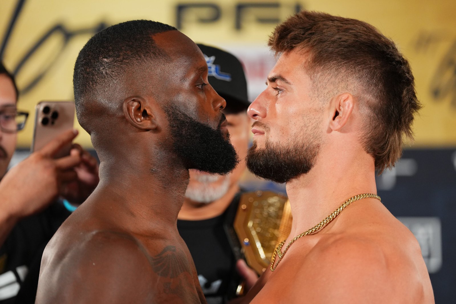 Fabian Edwards and Dalton Rosta square off for the PFL World Tournament Middleweight Final. (Cooper Neill | PFL)