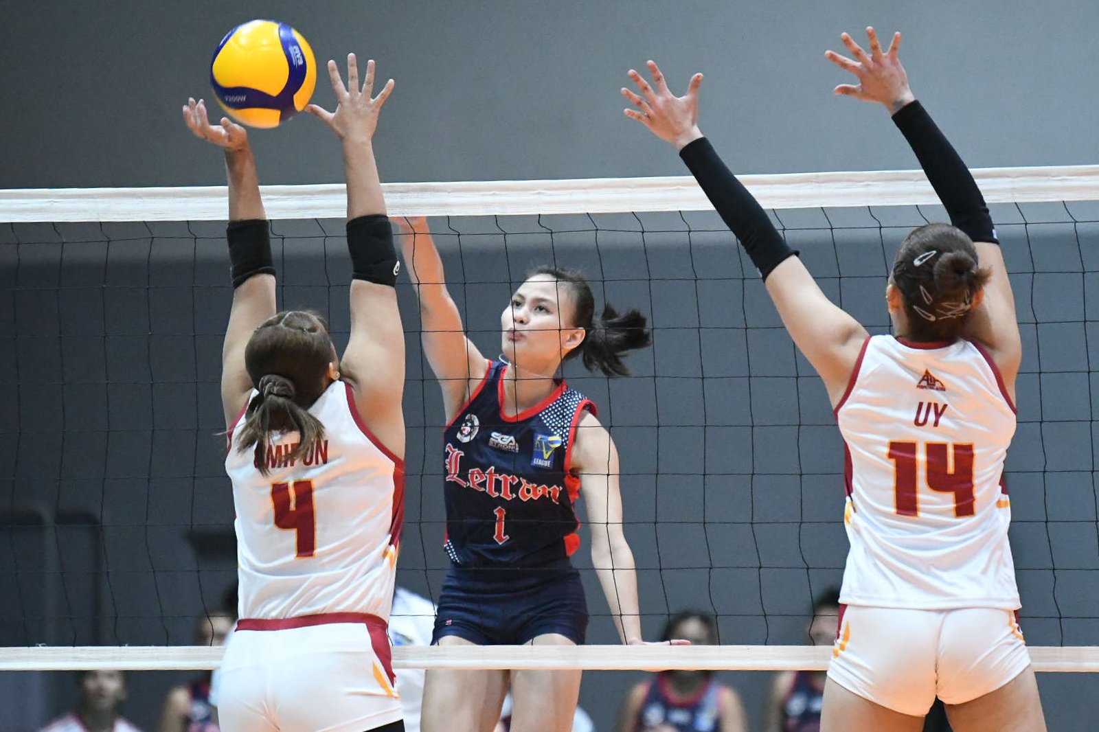 Lady Knights spiker Judiel Nitura scores 24 points to lead Letran past the Lady Altas. [PVL Images]