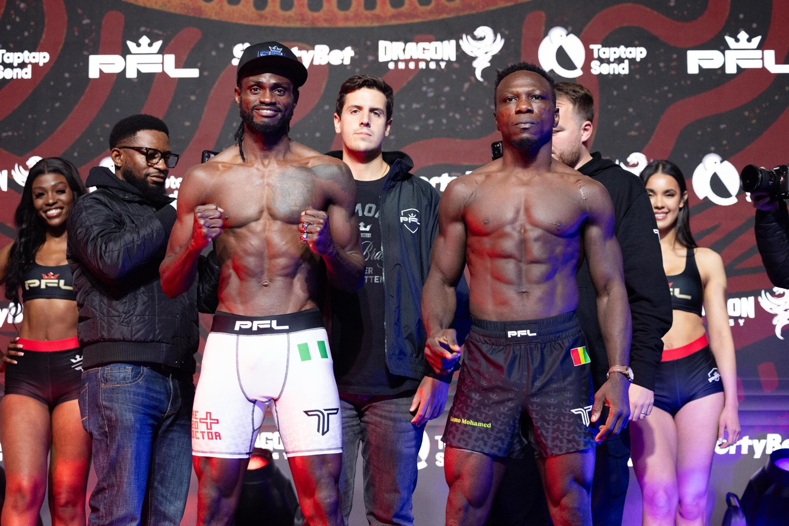 Patrick Ocheme and Mohamed Camara face off ahead of their PFL Africa first round bout. 