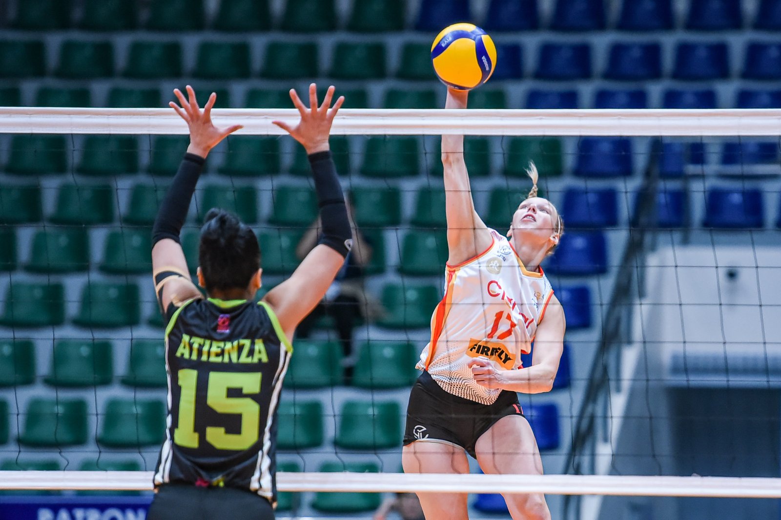 Import Katrin Trebichavska powers through the Nxled defense in her debut match. [PVL Images]