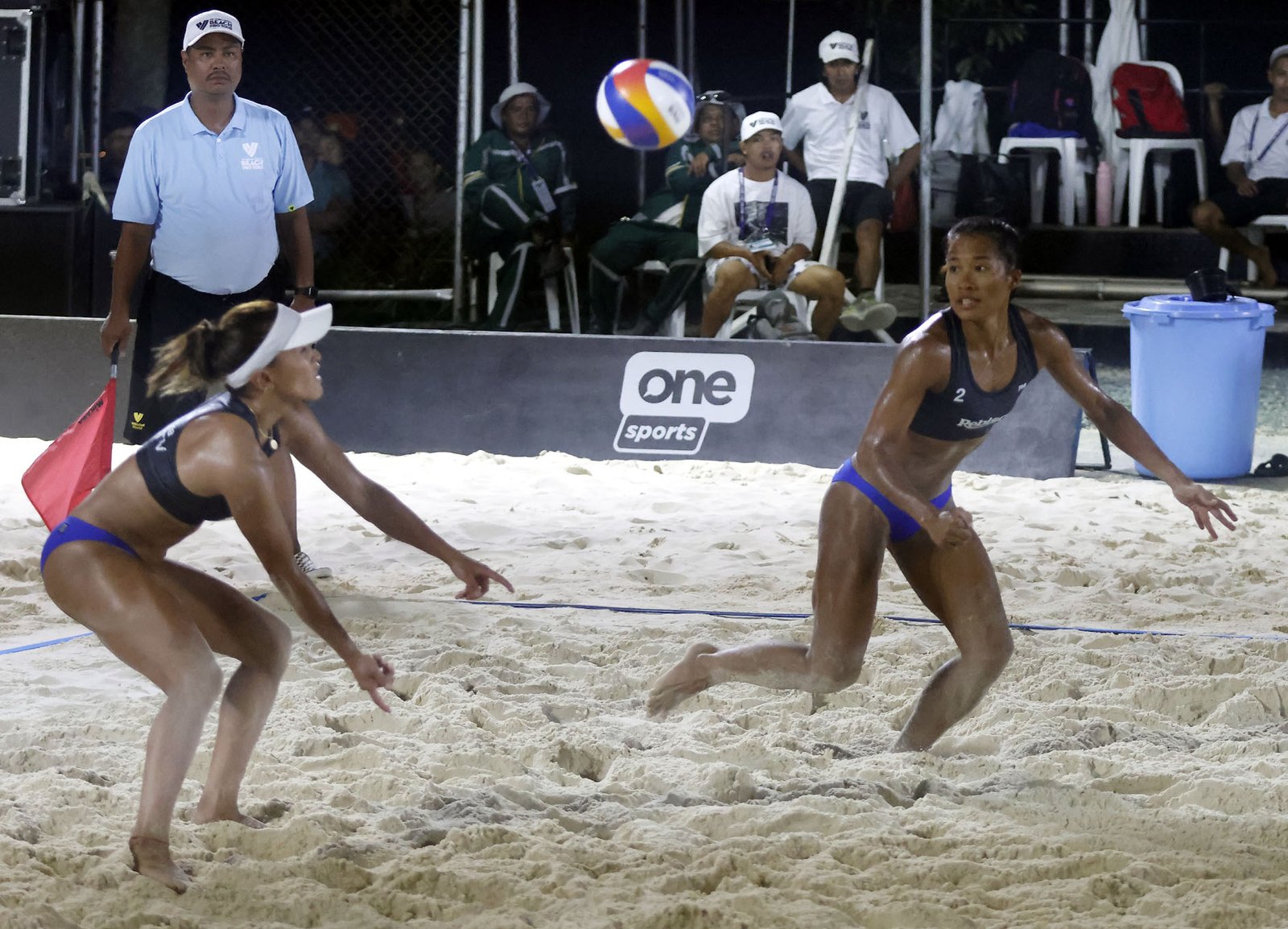 Sisi Rondina and Bernadeth Pons in action at the Nuvali Sands Court. [PNVF photo]