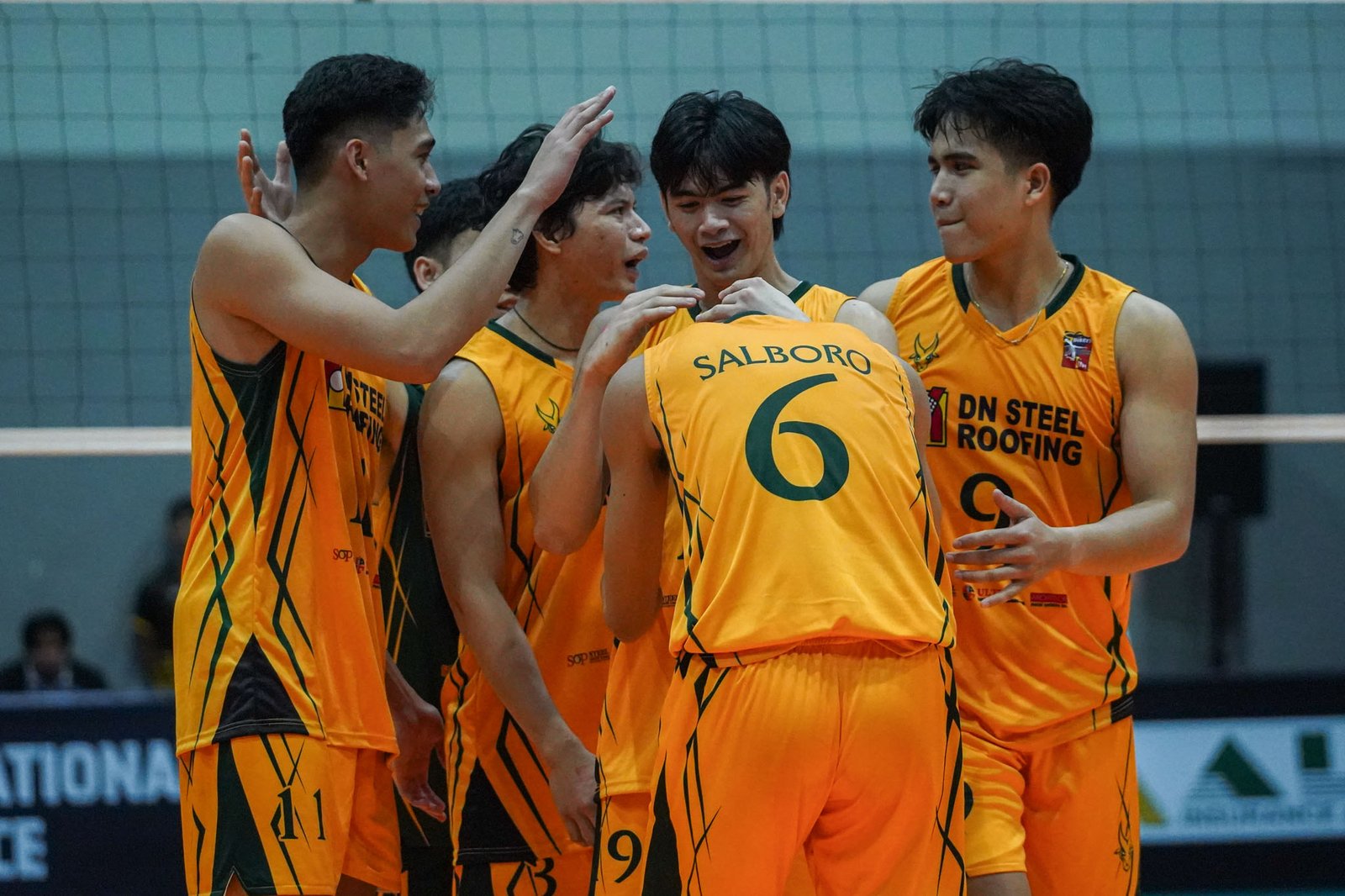 FEU-DN Steel celebrates a momentum-building point against PGJC-Navy at Paco Arena. [PVL Images]