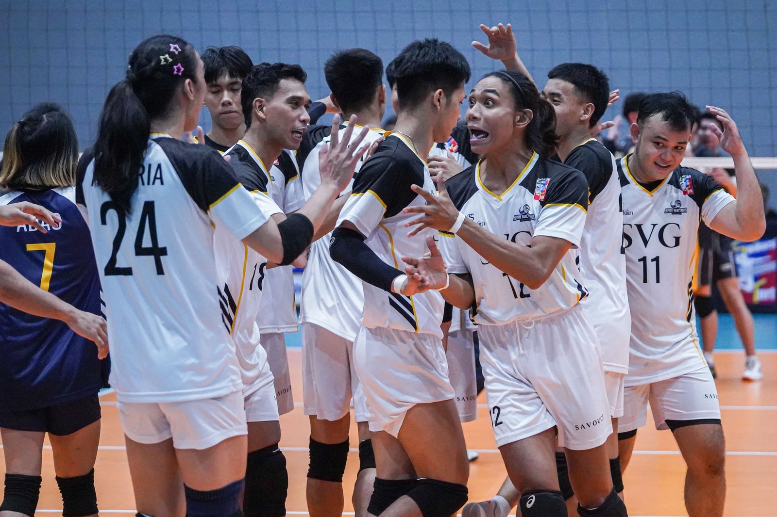 Savouge celebrates a crucial point late in the fourth set at Paco Arena. [PVL Images]