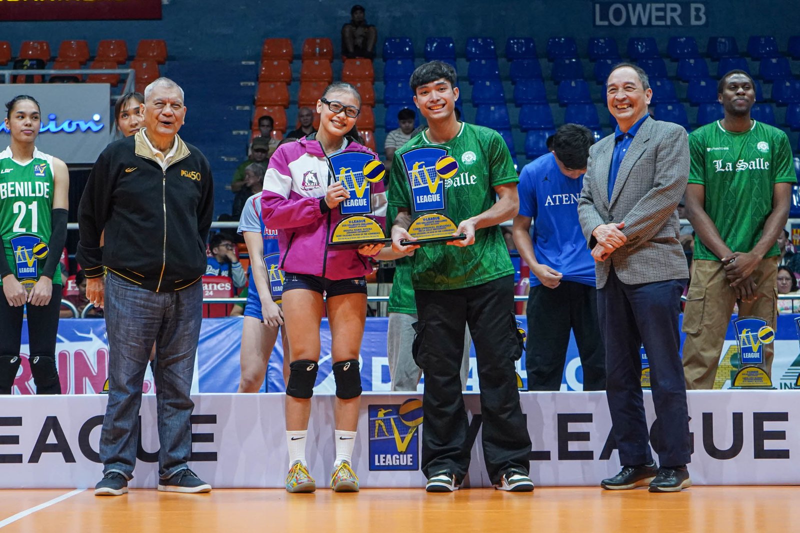 The 2025 V-League Collegiate Challenge MVPs Shaina Nitura and Chris Hernandez [V-League photo]