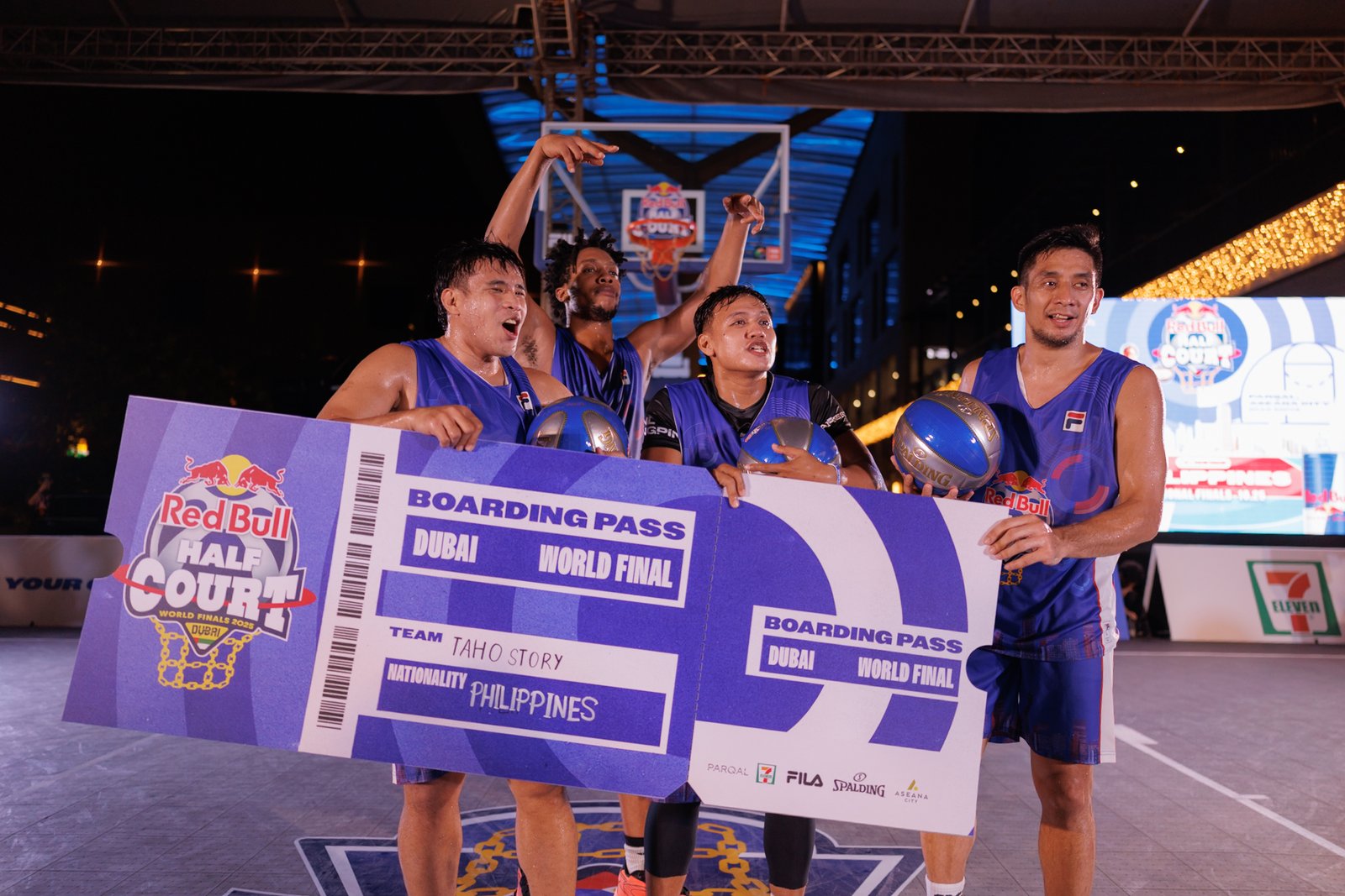 Taho Story celebrates after winning the Red Bull Half Court men’s national title at Parqal, Aseana City.
