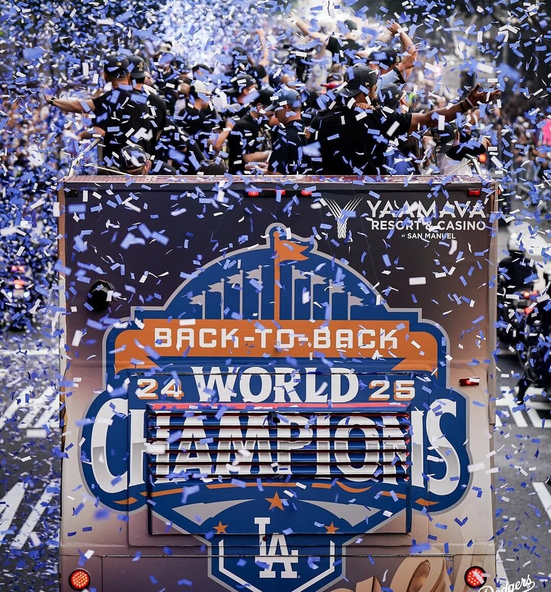 A sold-out Dodger Stadium becomes celebration central for more than 50,000 fans cheering their modern-day dynasty. [photo credit: Dodgers Instagram]