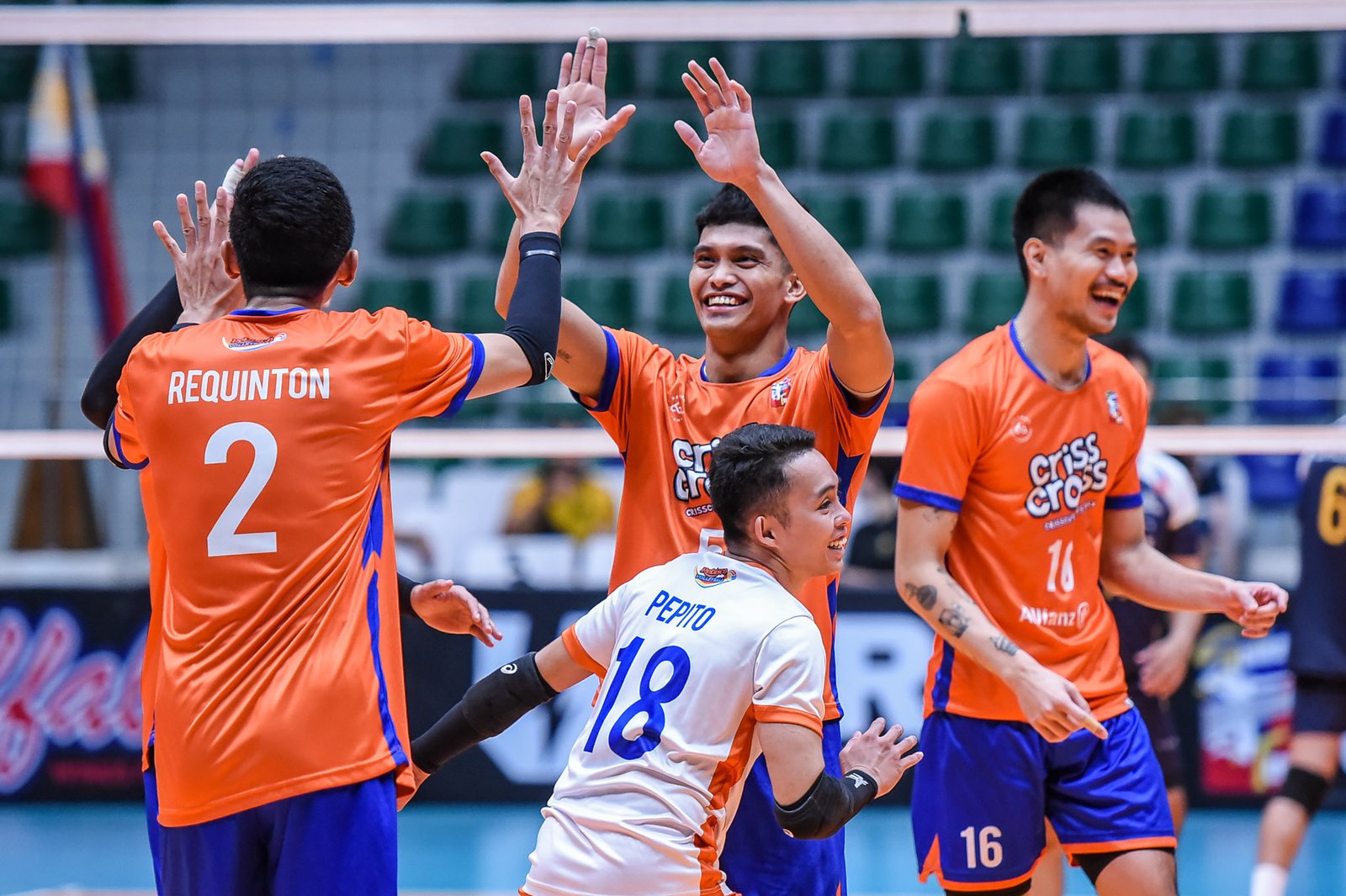 Criss Cross celebrates a hard-fought victory over Savouge Aesthetics. [Spikers Turf photo]