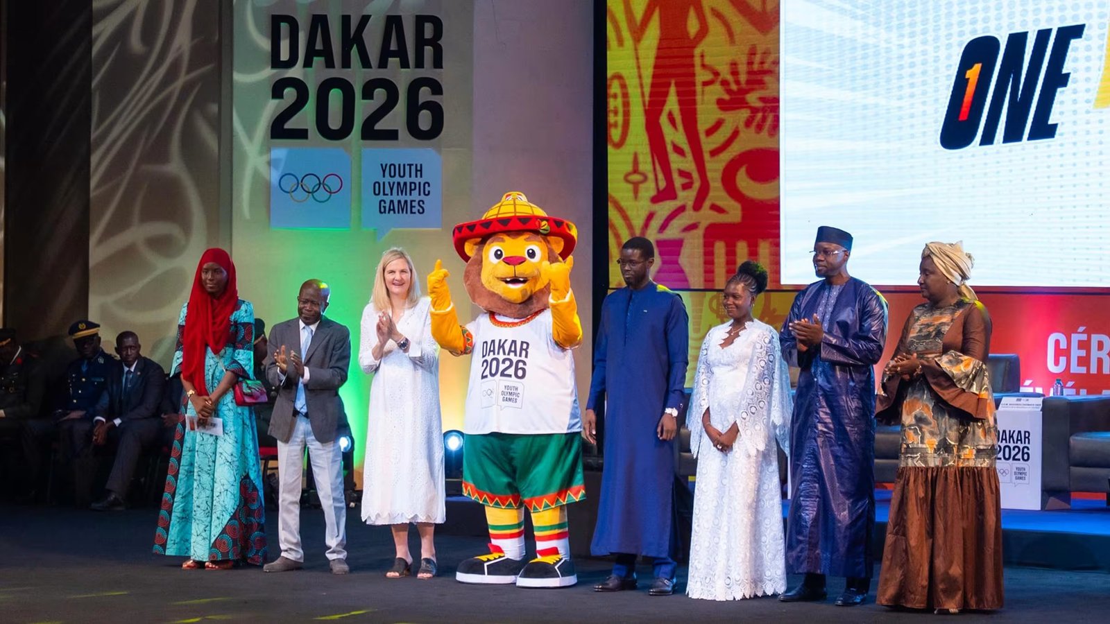 Ayo, the Dakar 2026 mascot, is unveiled during a ceremony in Dakar.