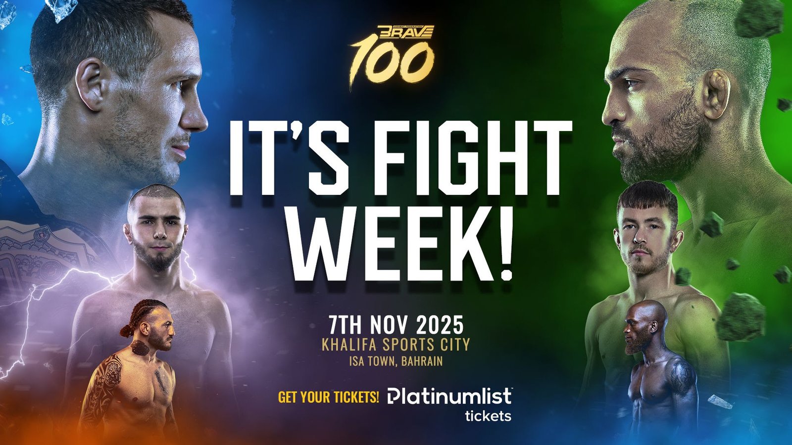 BRAVE CF celebrates its 100th event return to Bahrain at Khalifa Sports City.