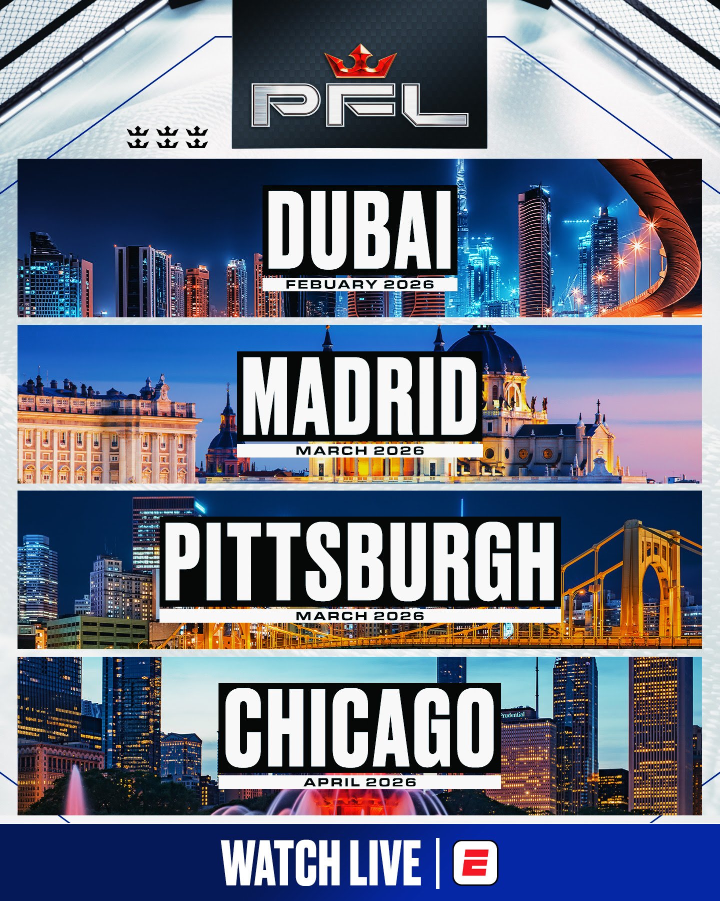 Get ready for elite MMA action across global and regional PFL events in 2026