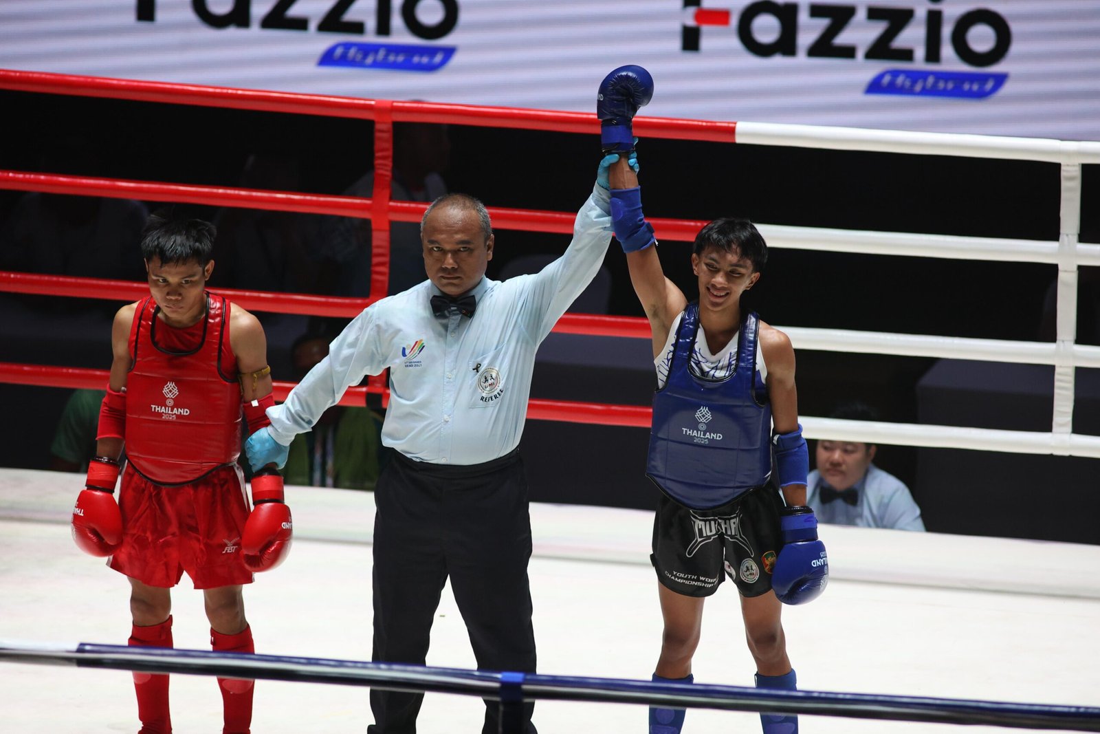 Tyron Jamborillo celebrates his semifinal victory in the men’s 45kg division. [POC Media Pool]
