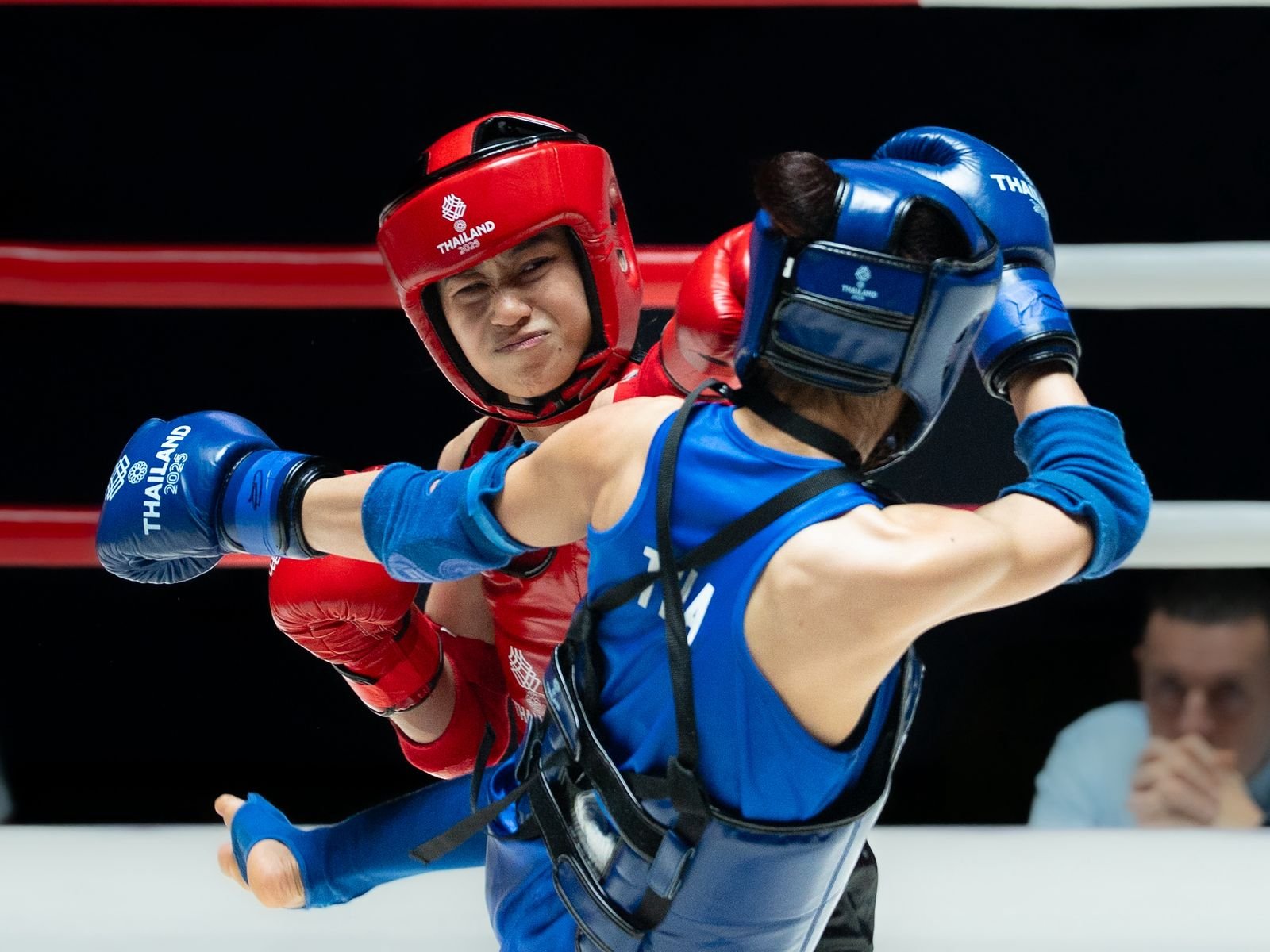 Islay Erika Bomogao and LJ Rafael Yasay powered the Philippines to two muay thai gold medals at the 33rd Southeast Asian Games in Bangkok. [POC Media Pool]