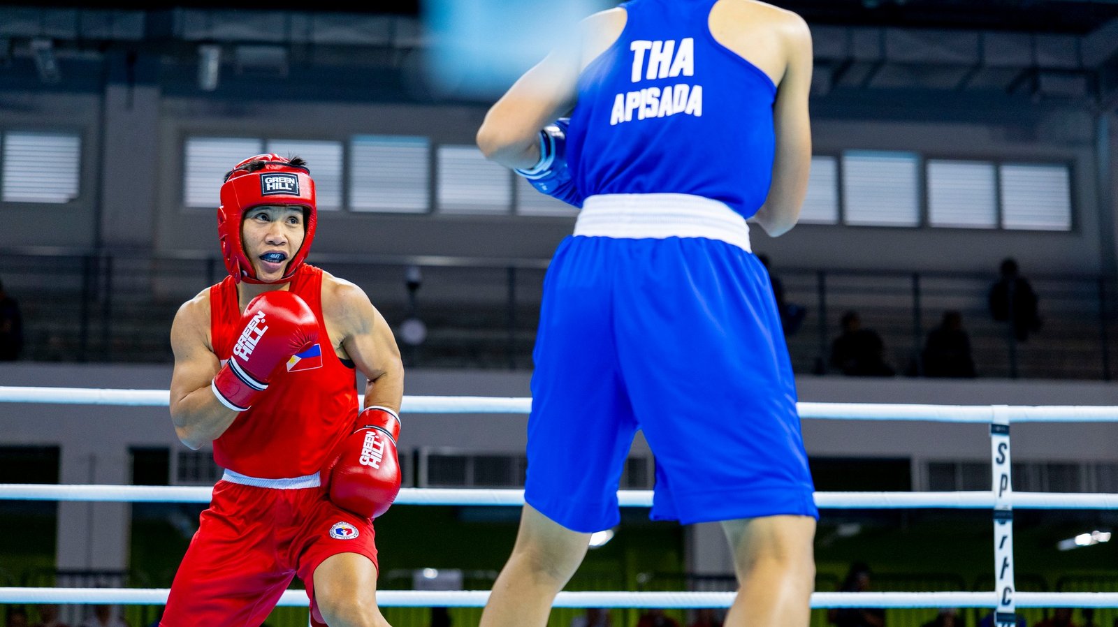 Riza Pasuit bows out after her 60kg semifinal bout in Bangkok. [POC Media Pool]