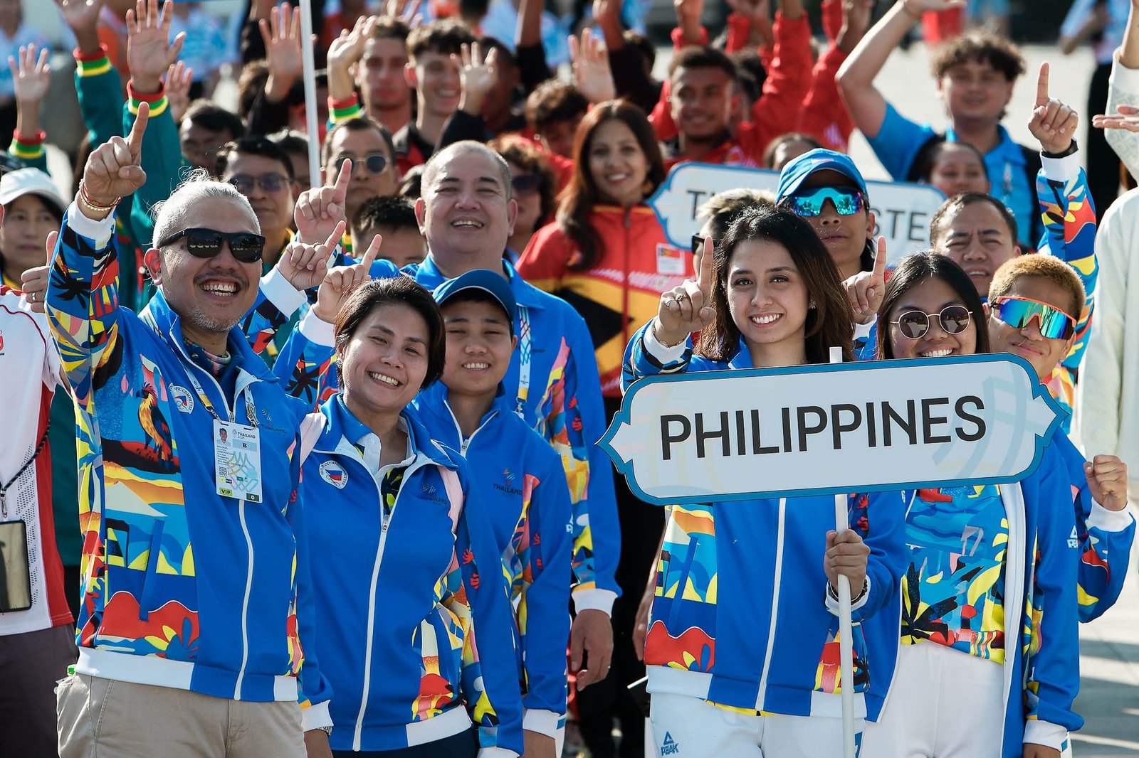 Members of the Filipino delegation during the flag raising ceremony [POC Media Pool]