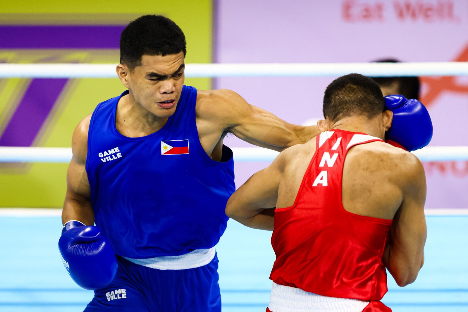 Mark Ashley Fajardo storms into the SEA Games semifinals after a lightning-quick win over Indonesia. [POC Media Pool]
