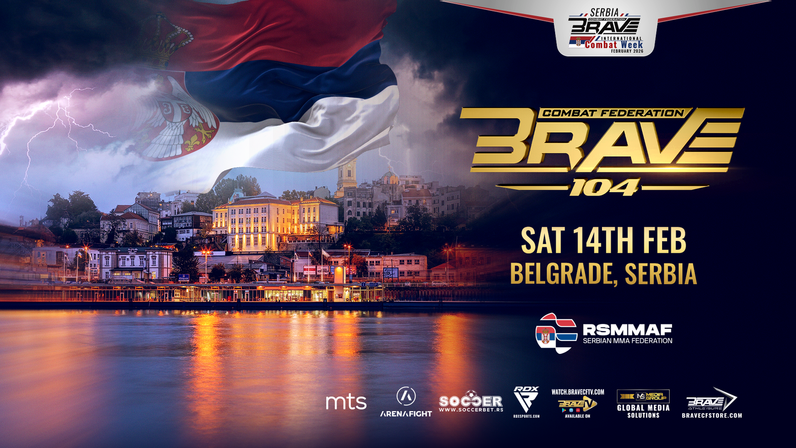 BRAVE CF returns to Belgrade for BRAVE CF 104, kicking off International Combat Week.