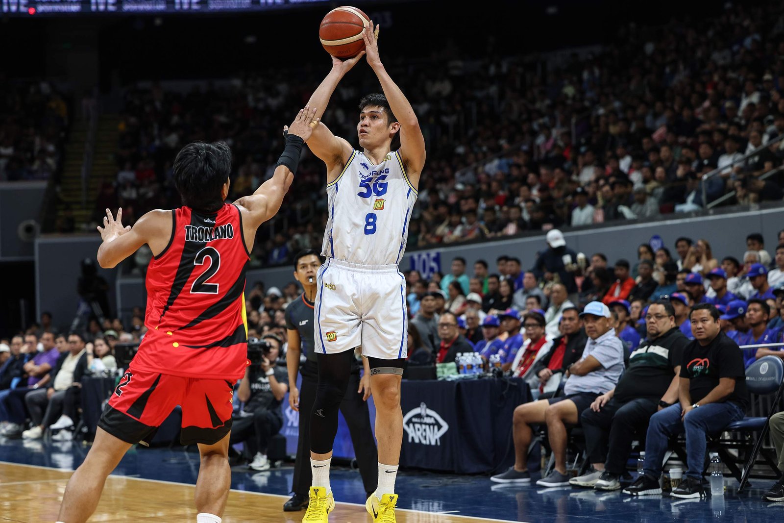 Calvin Oftana rises for a three-pointer during his 29-point explosion in TNT’s Game 4 win over San Miguel Beer. [PBA Images]