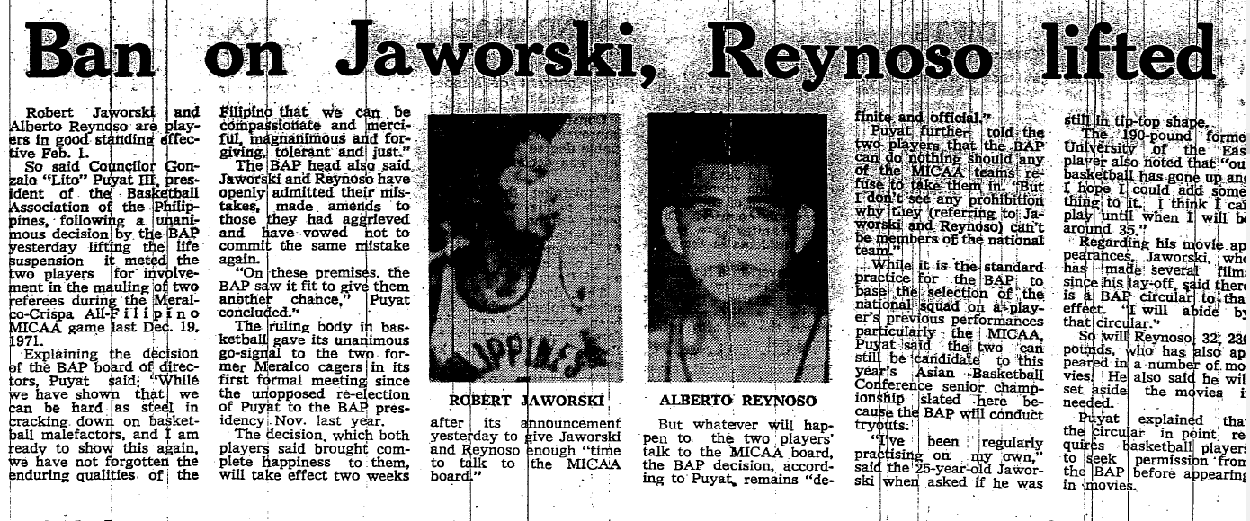 The BAP’s 1973 decision balanced accountability with compassion, allowing two of the Philippines’ greatest players to resume their legacy.