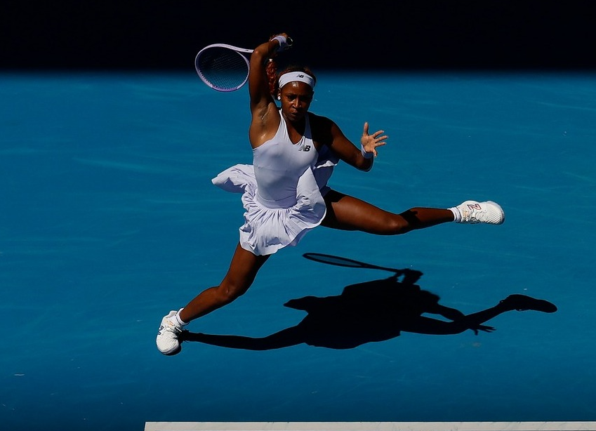 Gauff in action during her opening round of the Australian Open 2026. [photo credit: Australian Open Instagram]
