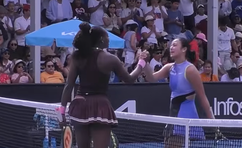 Alycia Parks celebrates after winning her match at the Australian Open. [Australian Open YouTube screenshot]
