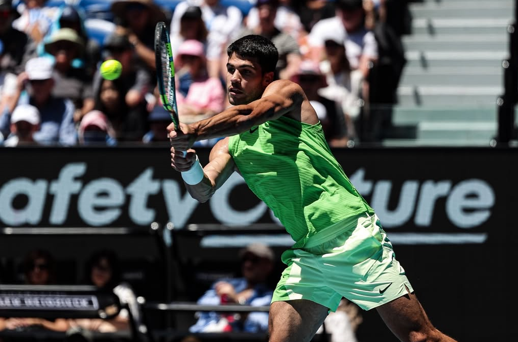 Carlos Alcaraz on the court during the Australian Open. [photo credit: Australian Open Instagram]