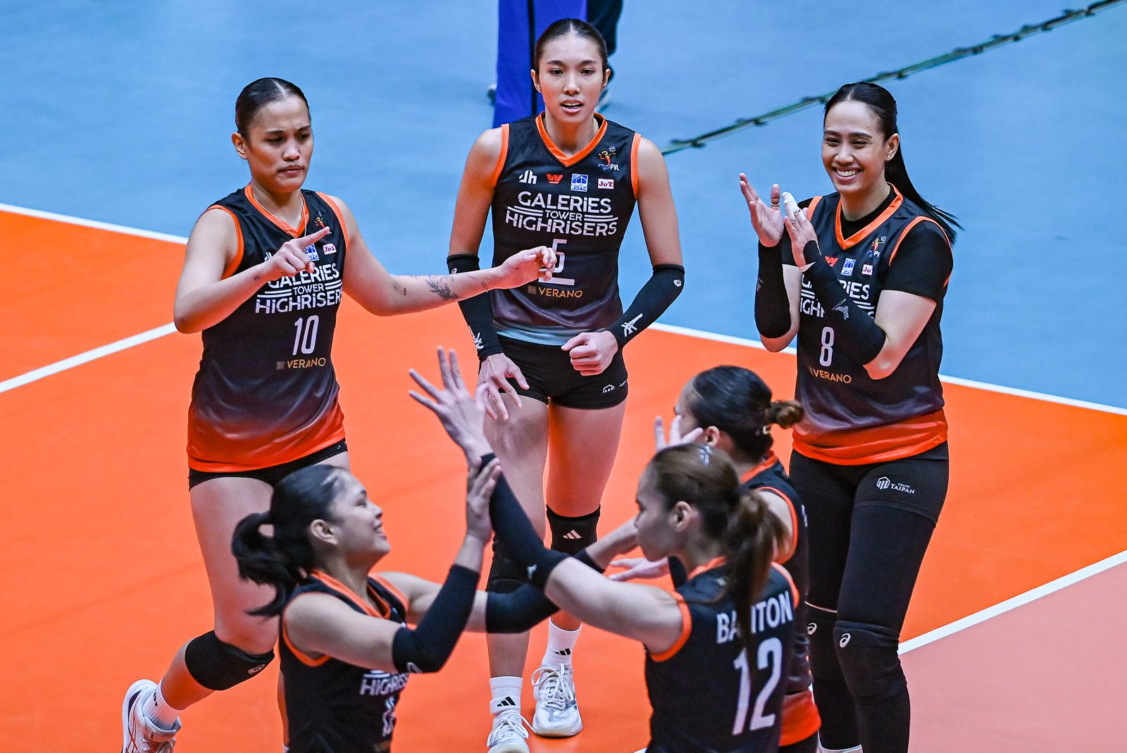 Galeries Tower players celebrate after clinching a five-set victory over ZUS Coffee in the PVL All-Filipino Conference. [PVL Images]