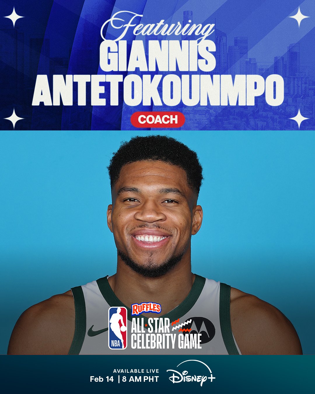 Giannis Antetokounmpo joins fellow coaches ahead of All-Star Weekend.