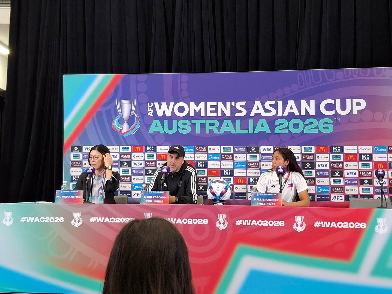 Coach Mark Torcaso speaks during the prematch presscon. 