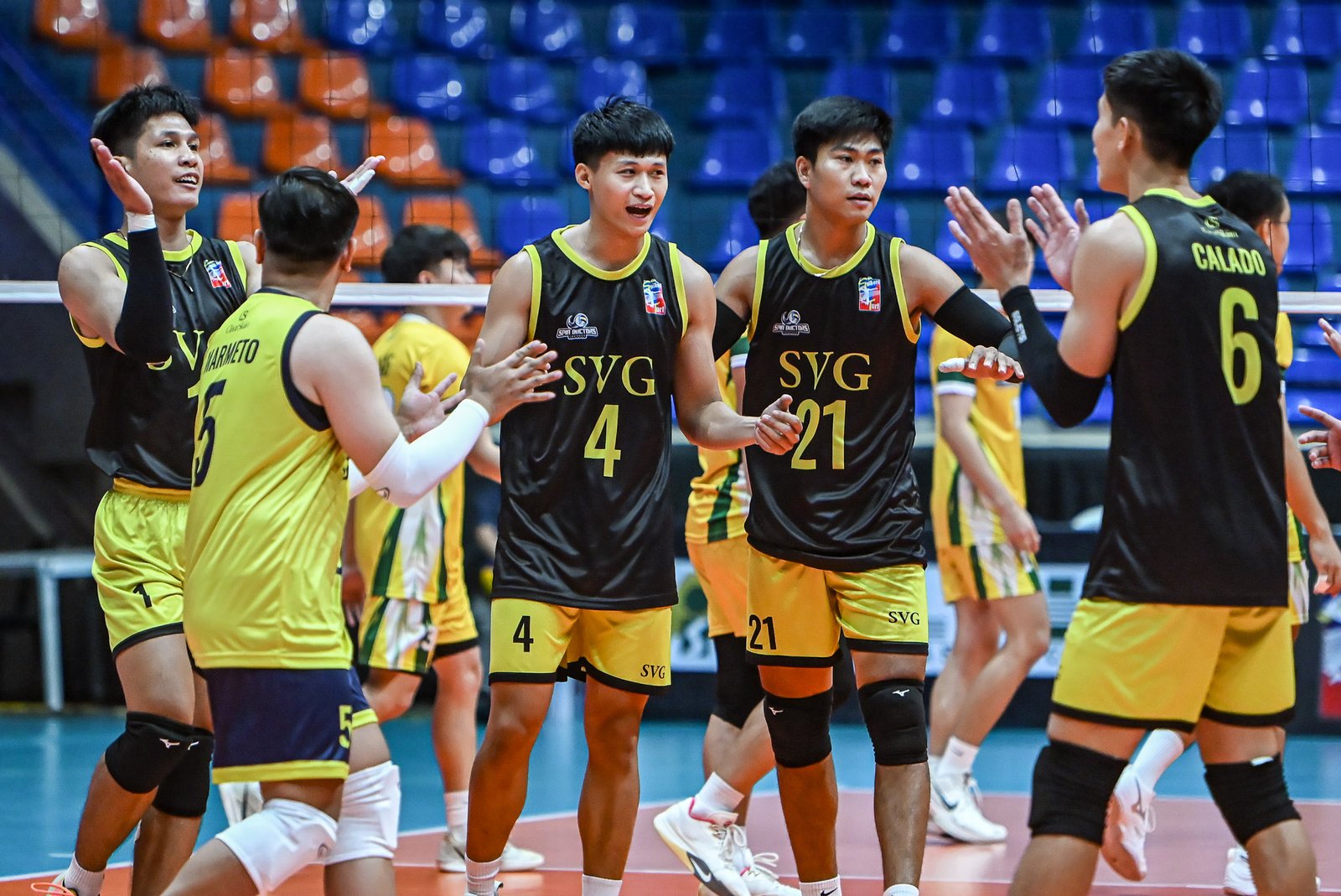 Savouge players celebrate their win over Alpha Insurance. [Spikers Turf photo]