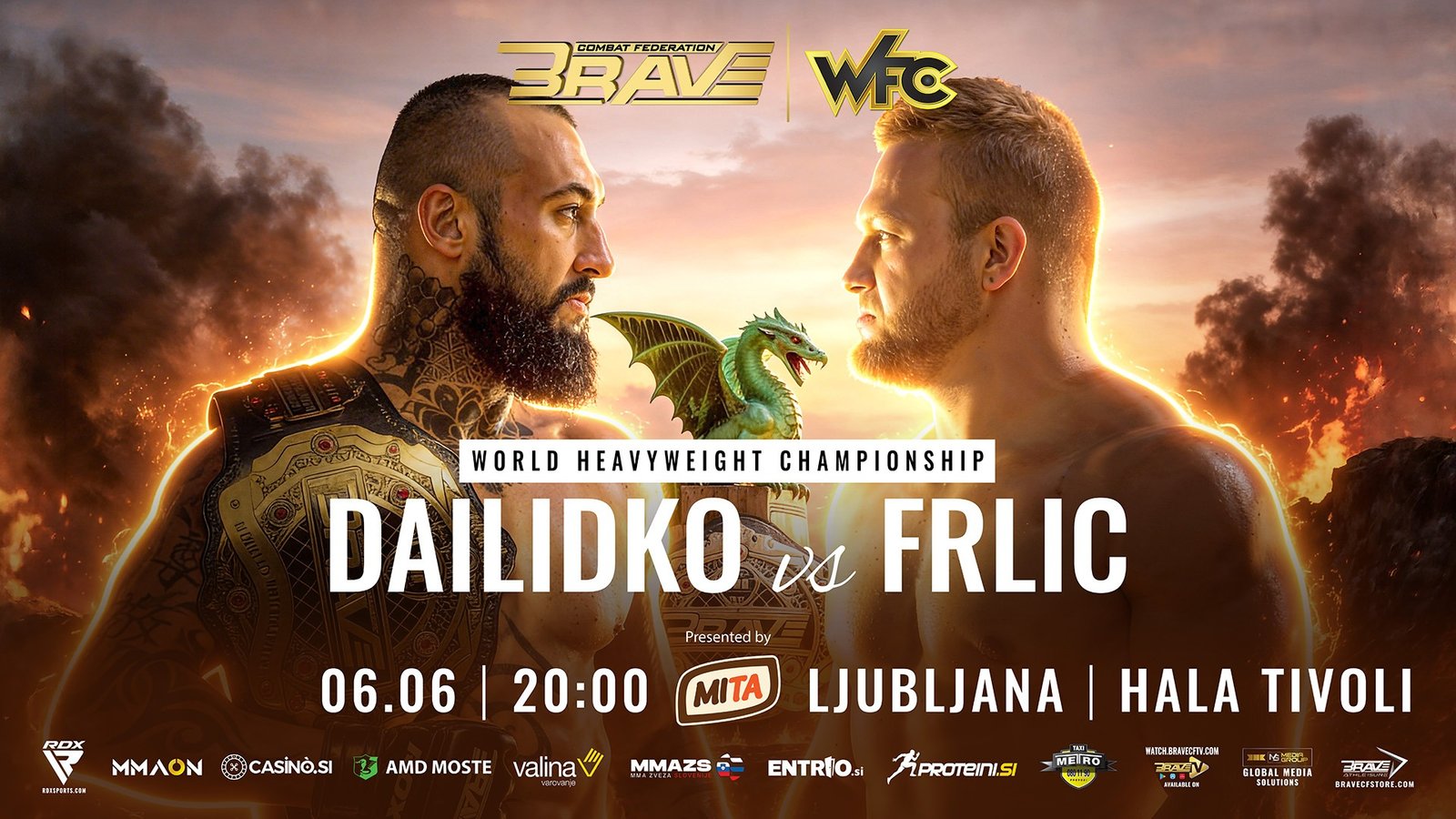 The title clash is set for Hala Tivoli in Ljubljana, Slovenia.