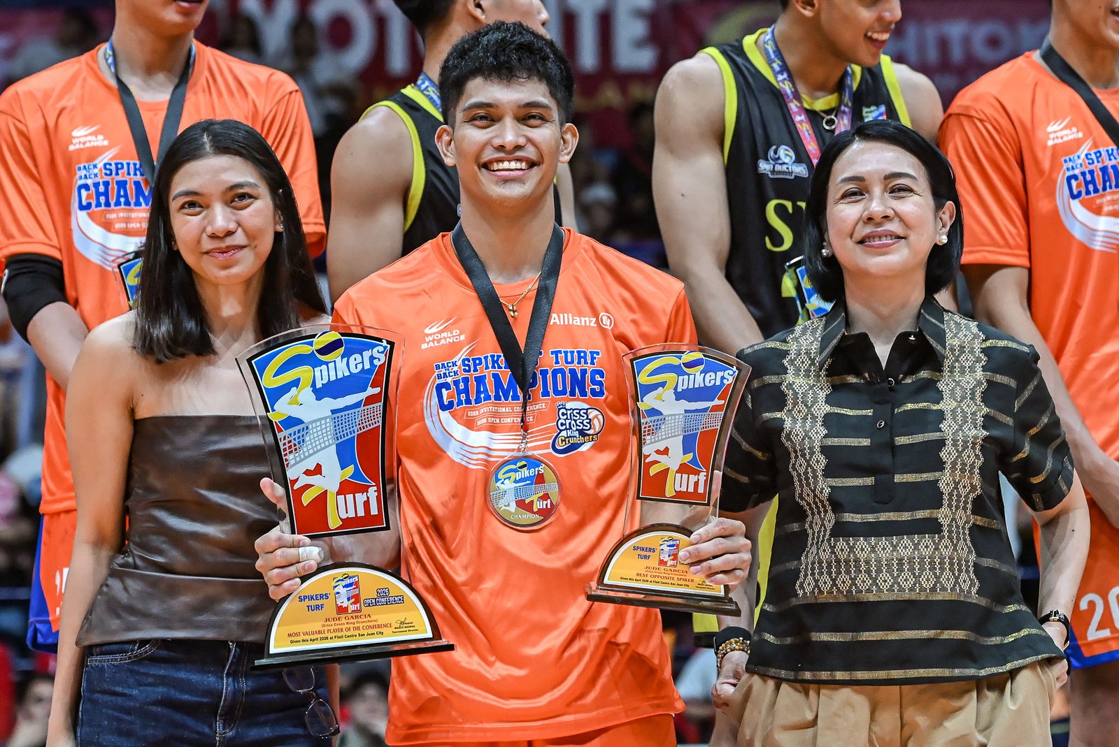 Jude Garcia during the Spikers’ Turf Open Conference awarding ceremonies. [Spikers Turf photo]