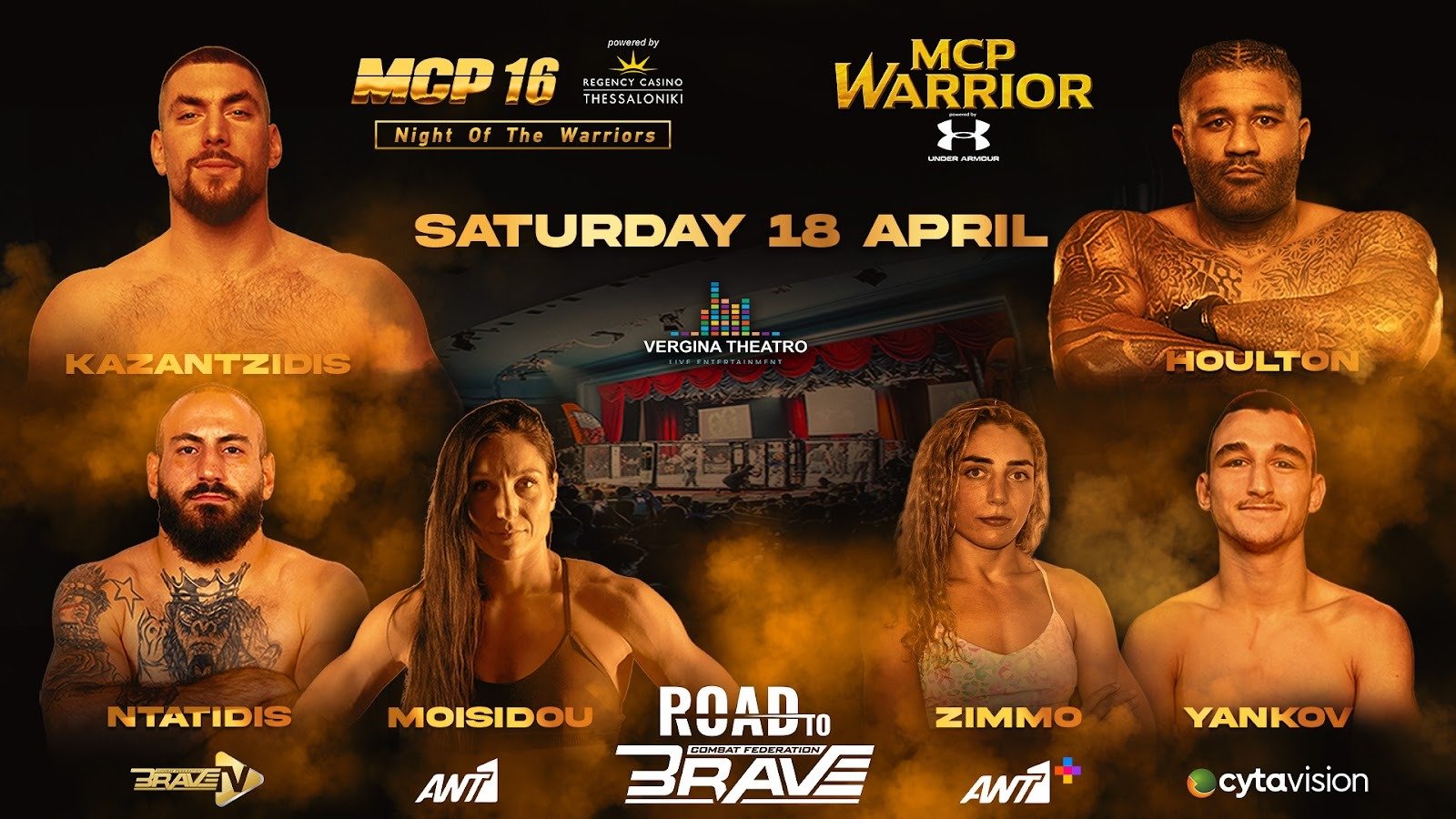 Fighters gear up backstage ahead of Road to BRAVE Greece in Thessaloniki.