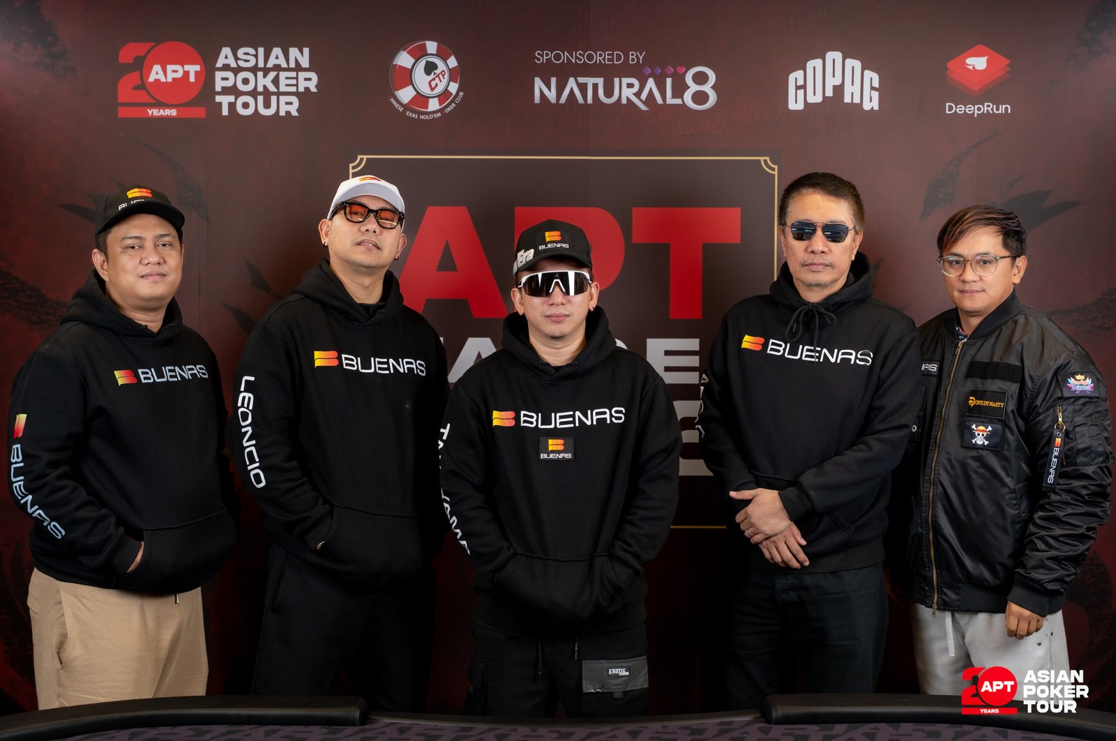 (From L-R) Filipino poker players Edgar Asehan, Jan Jason Leoncio, Mike Takayama, Terry Gonzaga, and Lester Edoc.