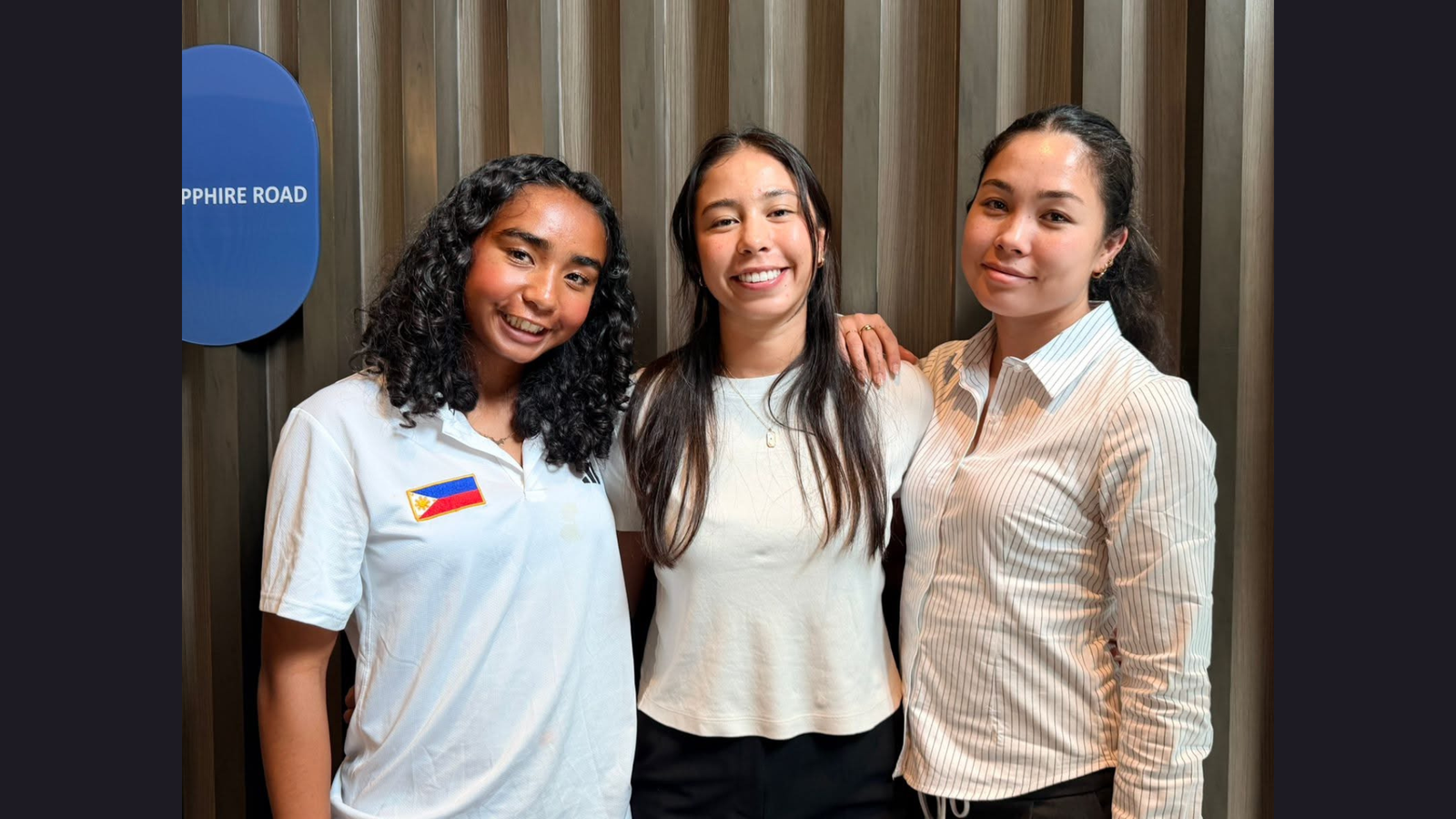 Prospects for the World Cup-bound Filipinas are in the Philippines to undergo citizenship eligibility proceedings before Congress. L-R: Nya Harrison, Emma Tovar, and Kaela Hansen.