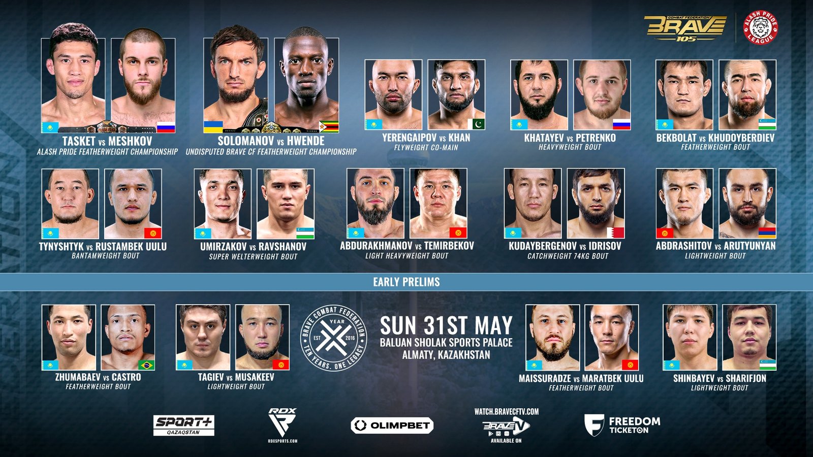 BRAVE CF 105 heads to Kazakhstan for another major MMA showcase.