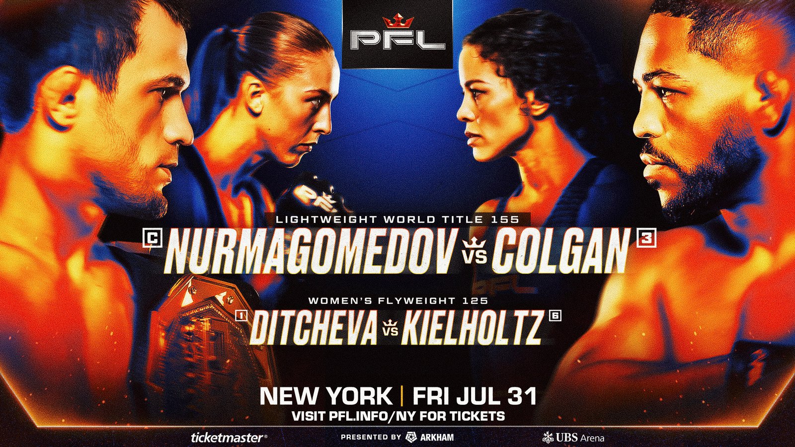 Usman Nurmagomedov will defend his PFL lightweight championship against Archie Colgan.