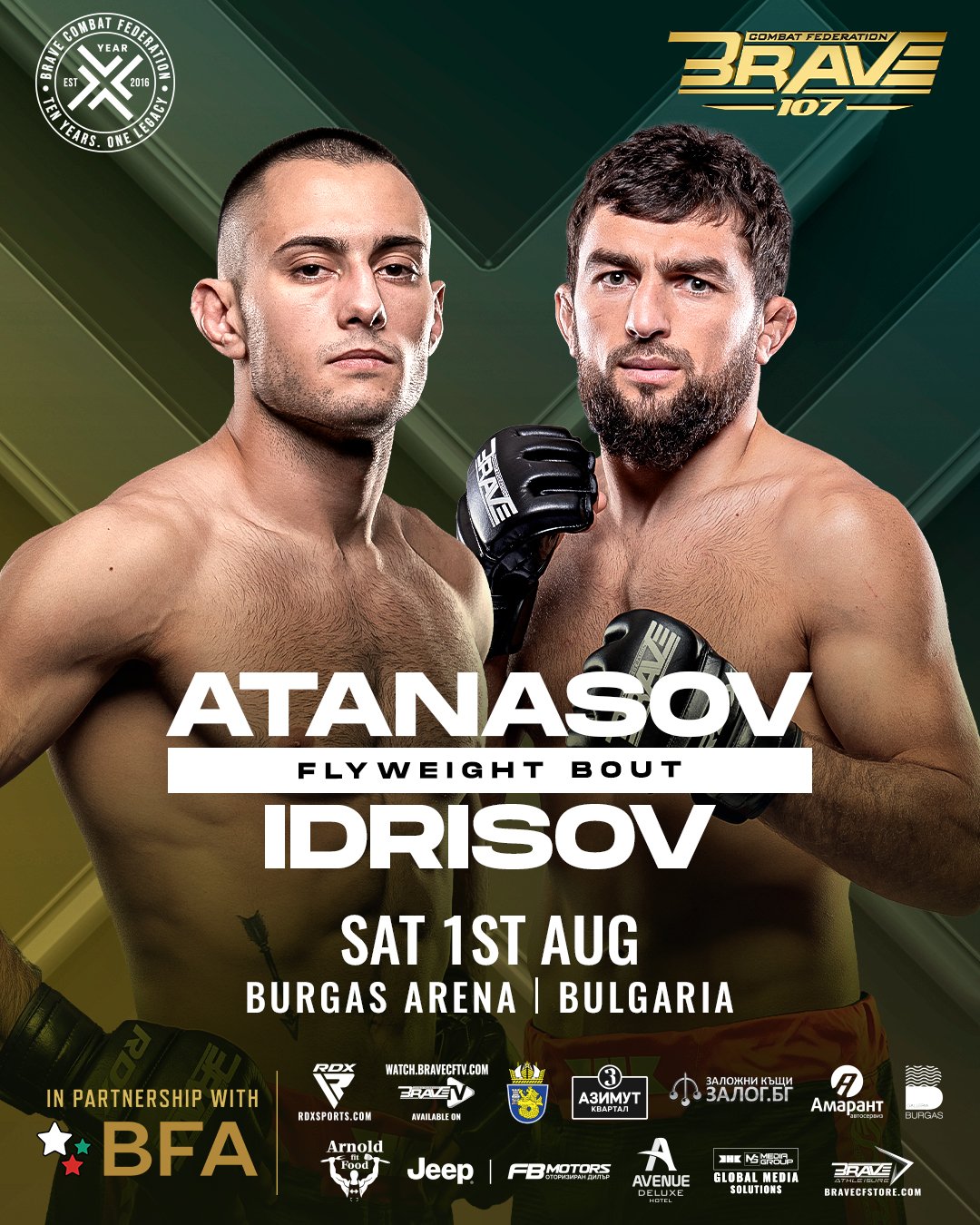 Rising talent vs seasoned veteran as Atanasov and Idrisov collide in a key flyweight bout at BRAVE CF 107
