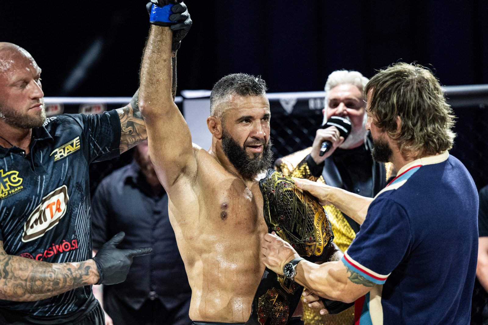 Mohamed “L'Ambiance” Said Maalem captures the BRAVE CF Light Heavyweight World Championship. BRAVE CF photo]