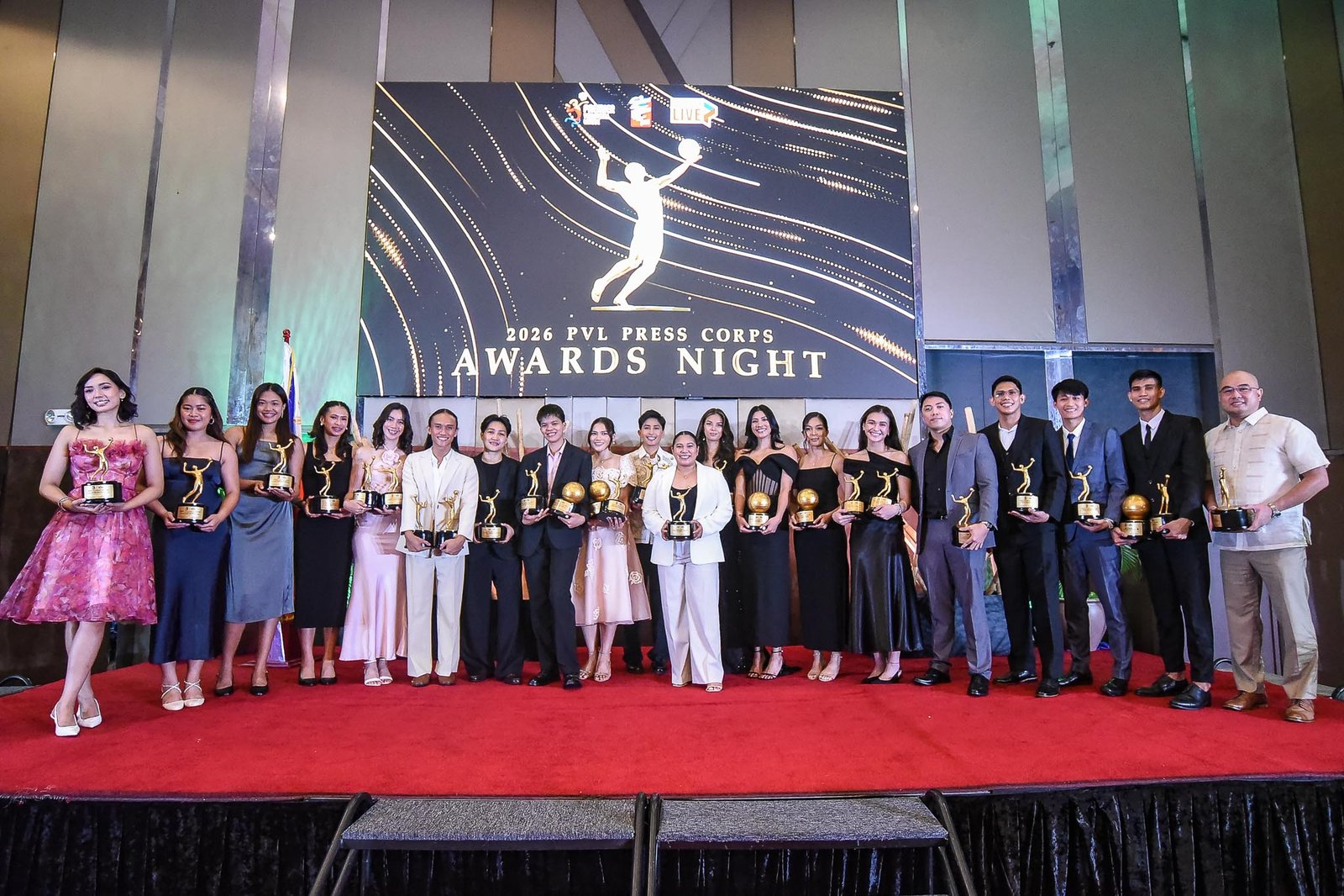 Award recipients gather during the 2nd Pilipinas PVL Press Corps Awards Night in Manila. [PVL Images]