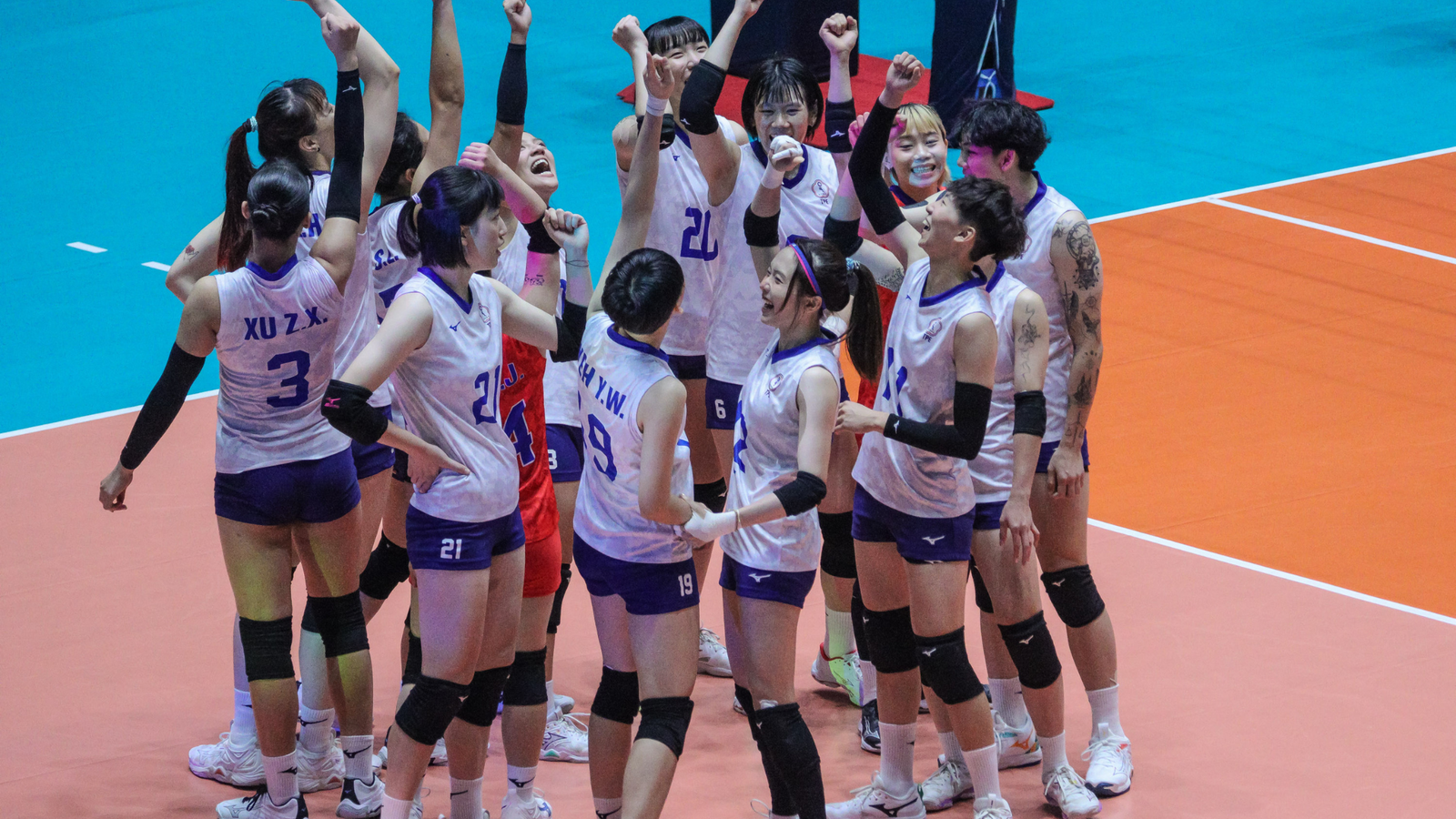 Chinese Taipei celebrates its semifinal qualification in the AVC Women’s Volleyball Cup. [AVCWCC photo]