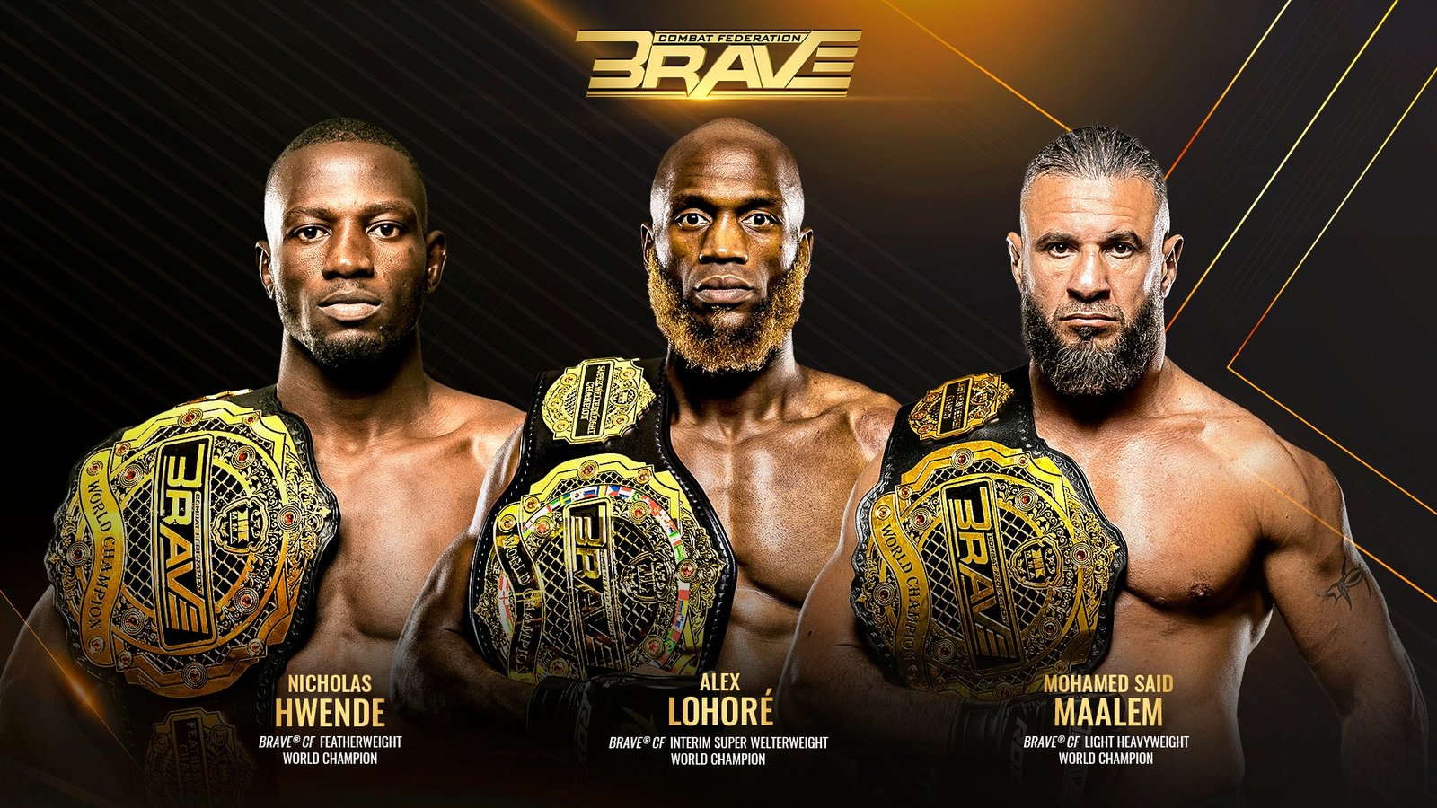 Three African world champions simultaneously holding BRAVE CF gold marks a historic milestone.